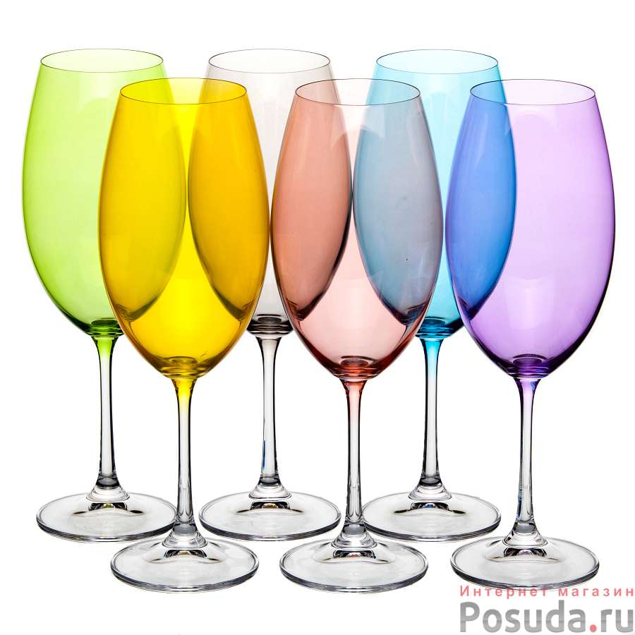 Рюмка для красного вина "MILVUS","Color mix цветная чаша",  510 мл (набор 6шт)