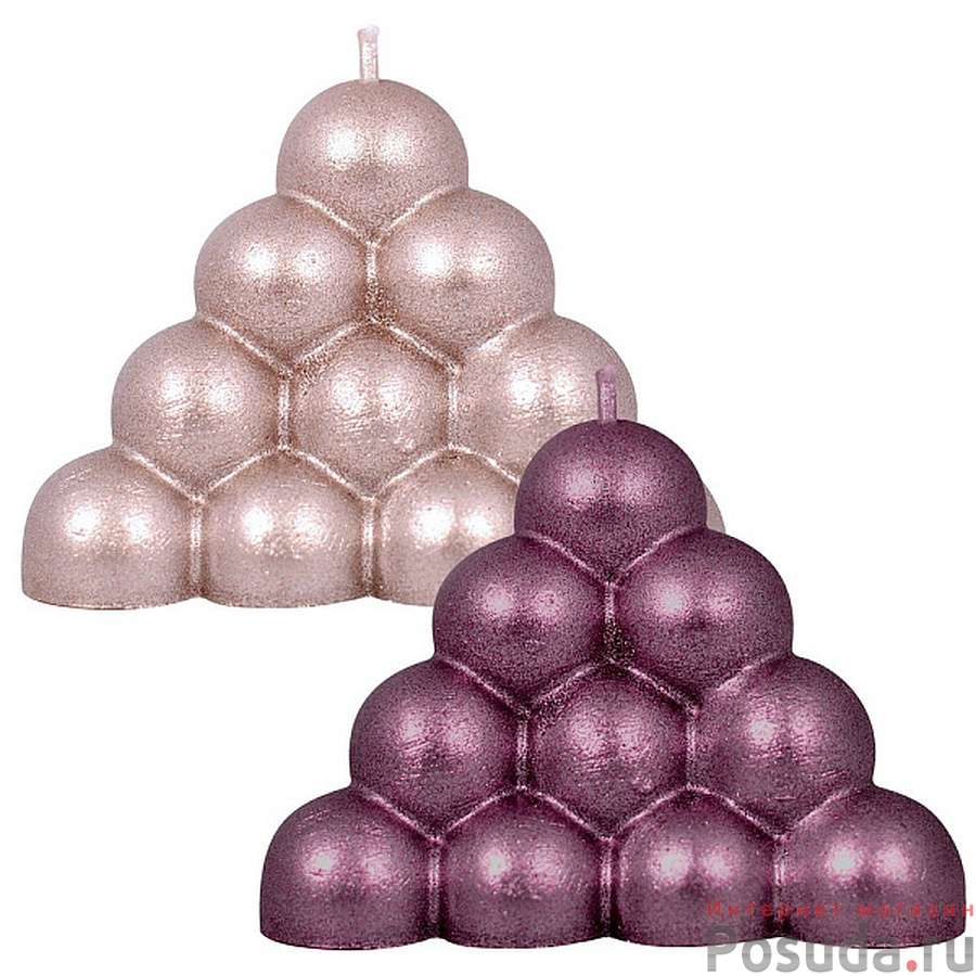 Свеча декоративная "Пирамида-пузырьки", 7х7х5 см 2цв NEW