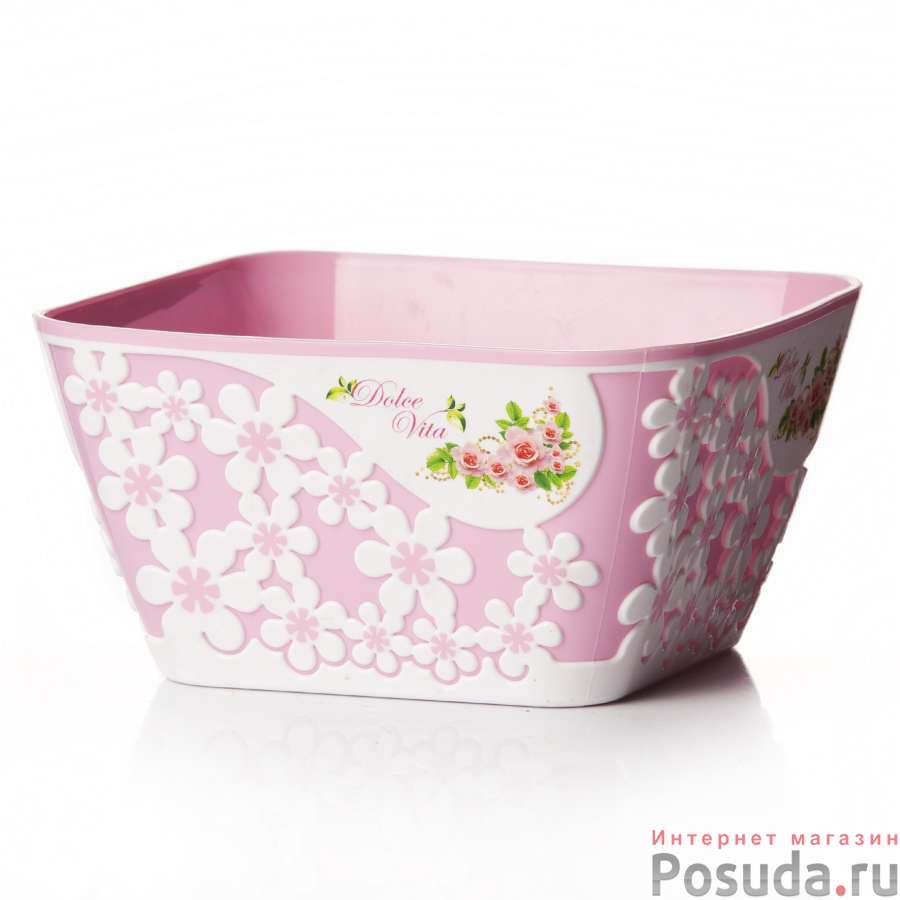 Салатник "Дольче Вита" 2л без кр.(роз.-бел.)
