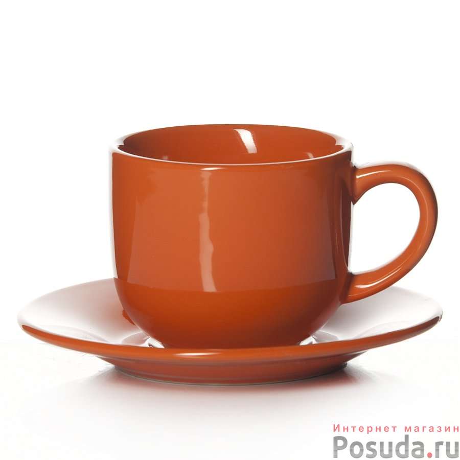Чайная пара оранжевая, объем чашки 220 мл