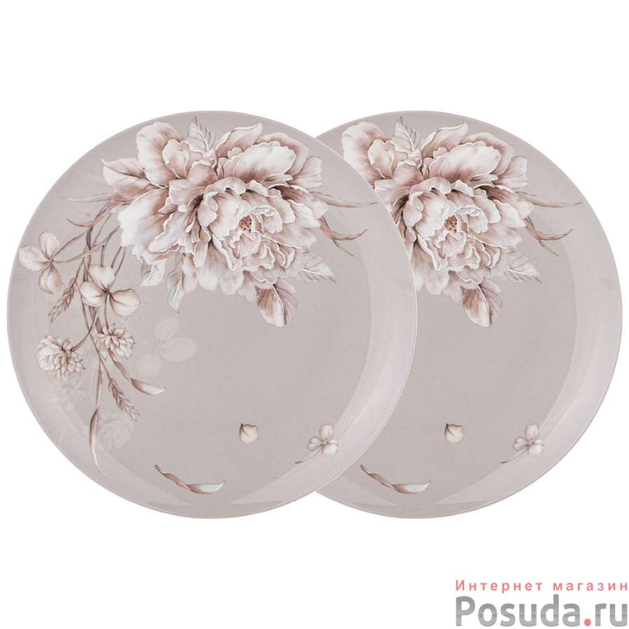 Набор тарелок закусочных lefard 'white flower" 2 шт. 20,5 см серый 