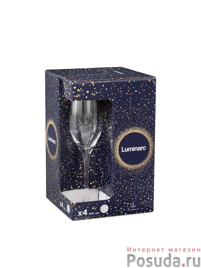 Набор бокалов для шампанского СЕЛЕСТ СЕРЕБРЯНАЯ ДЫМКА 4шт 160мл