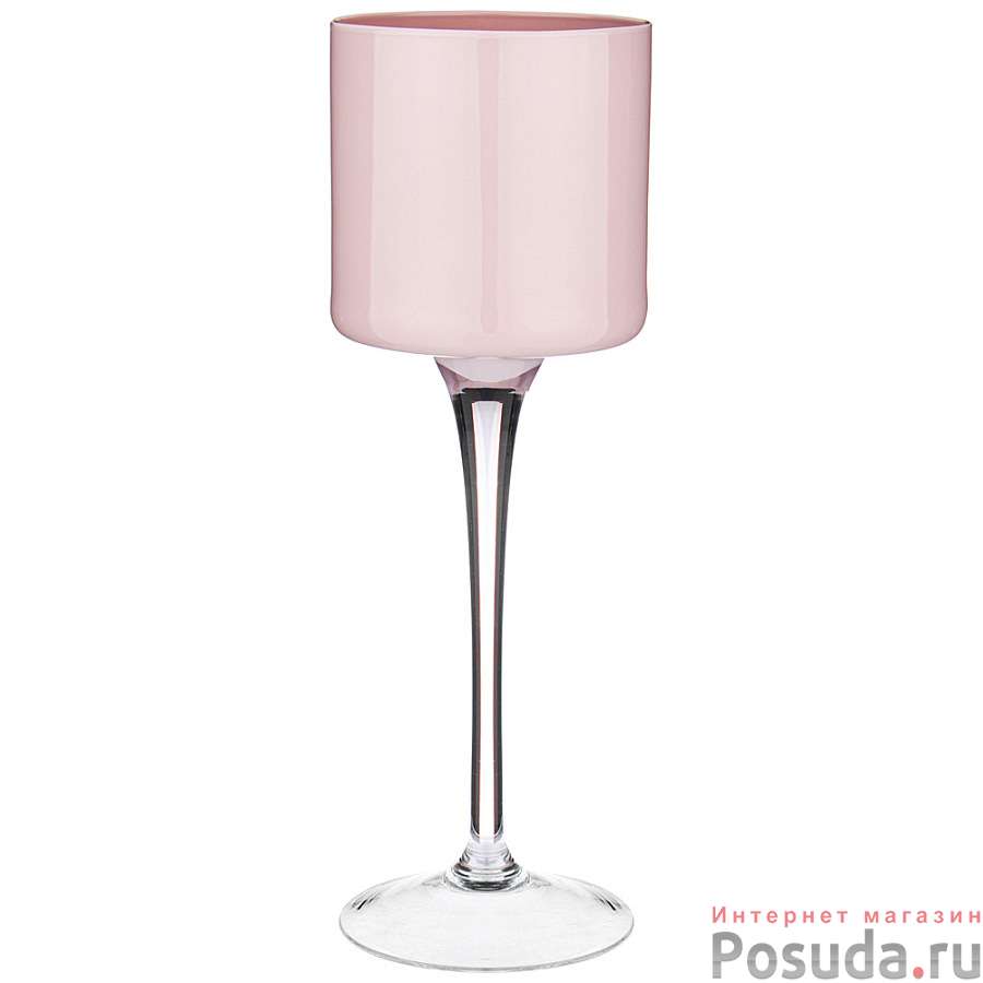 Подсвечник/ декоративная ваза на ножке Stelo rosato высота 35см диаметр 12см