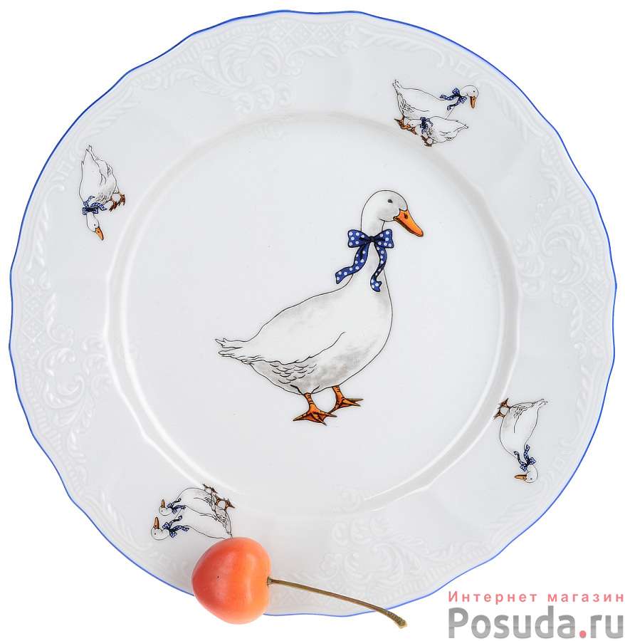 Тарелка десертная 19 см; "Bernadotte", декор "Гуси"