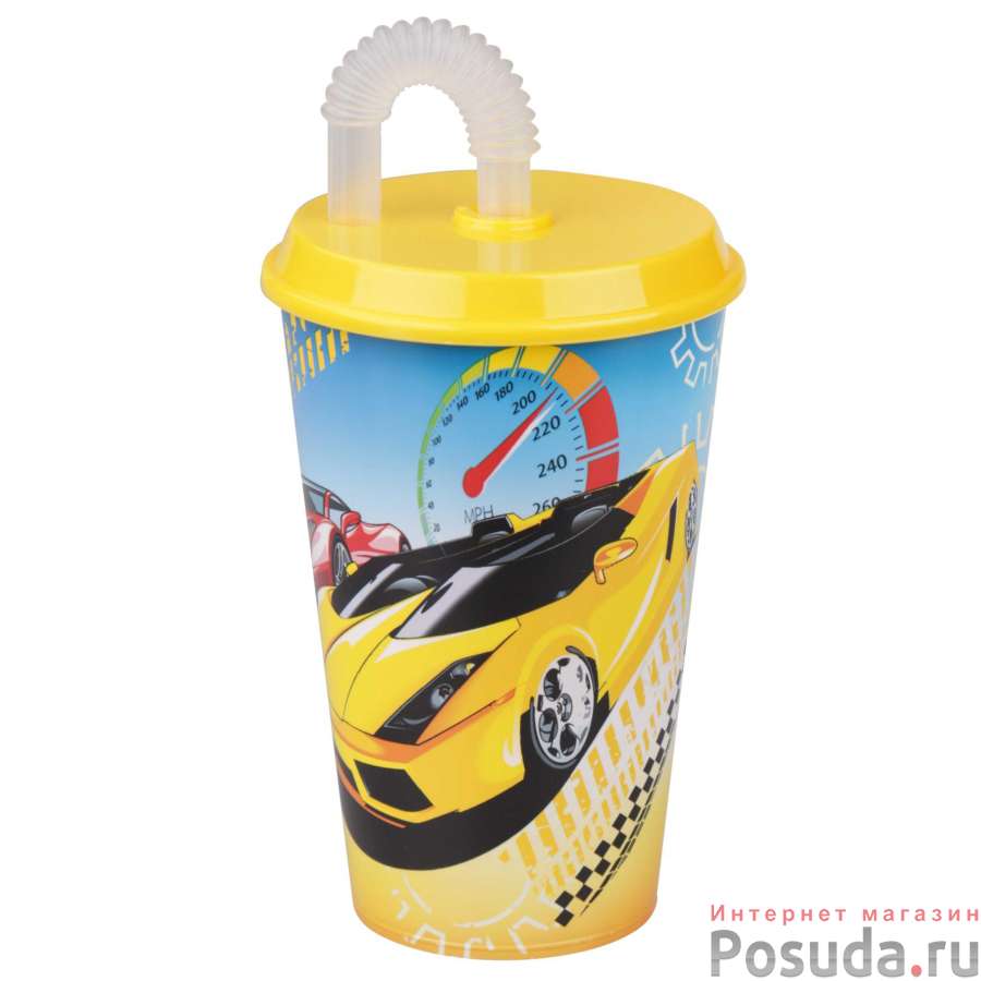 Стакан "Лидер" 0,5л (с крышкой и трубочкой) (уп.30) (цвет в ассортименте)