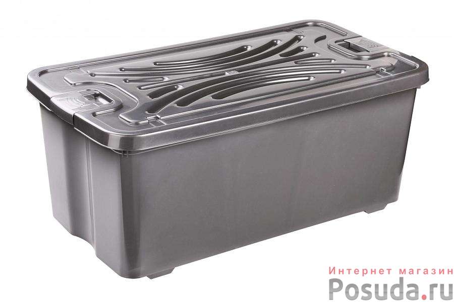 Контейнер прямоугольный Эконом 75 л (с крышкой) (цвет в ассортименте)