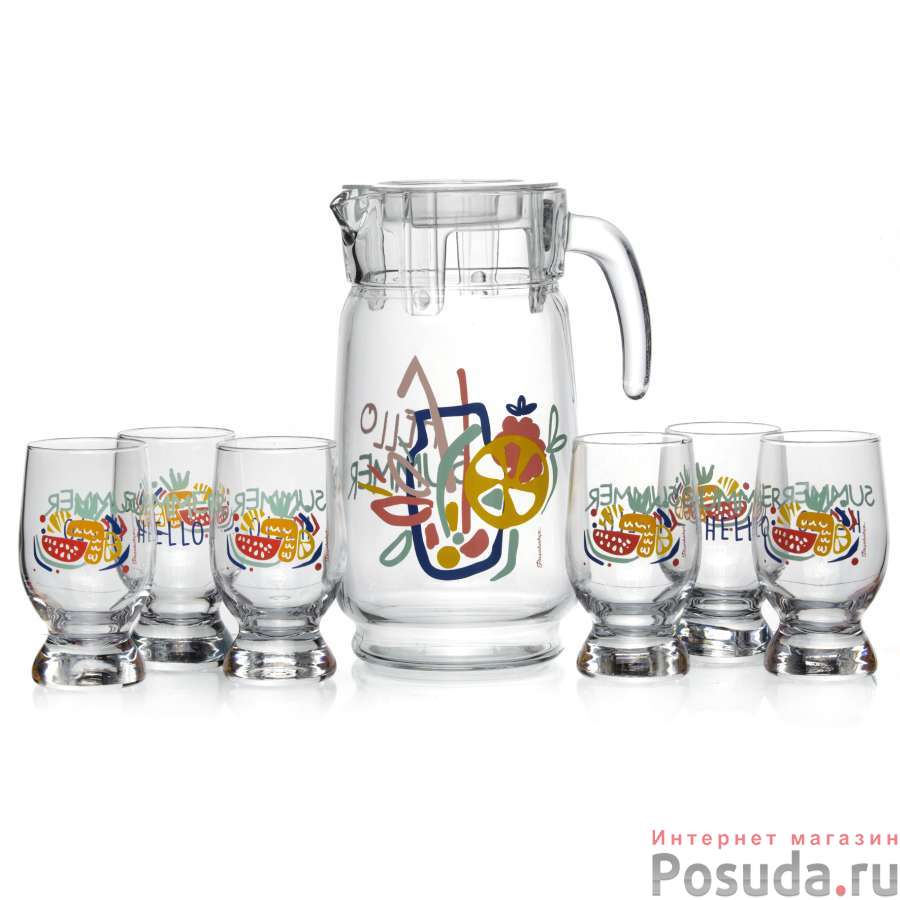 Набор для напитков Креатив Саммер (кувшин+6 стаканов) Pasabahce