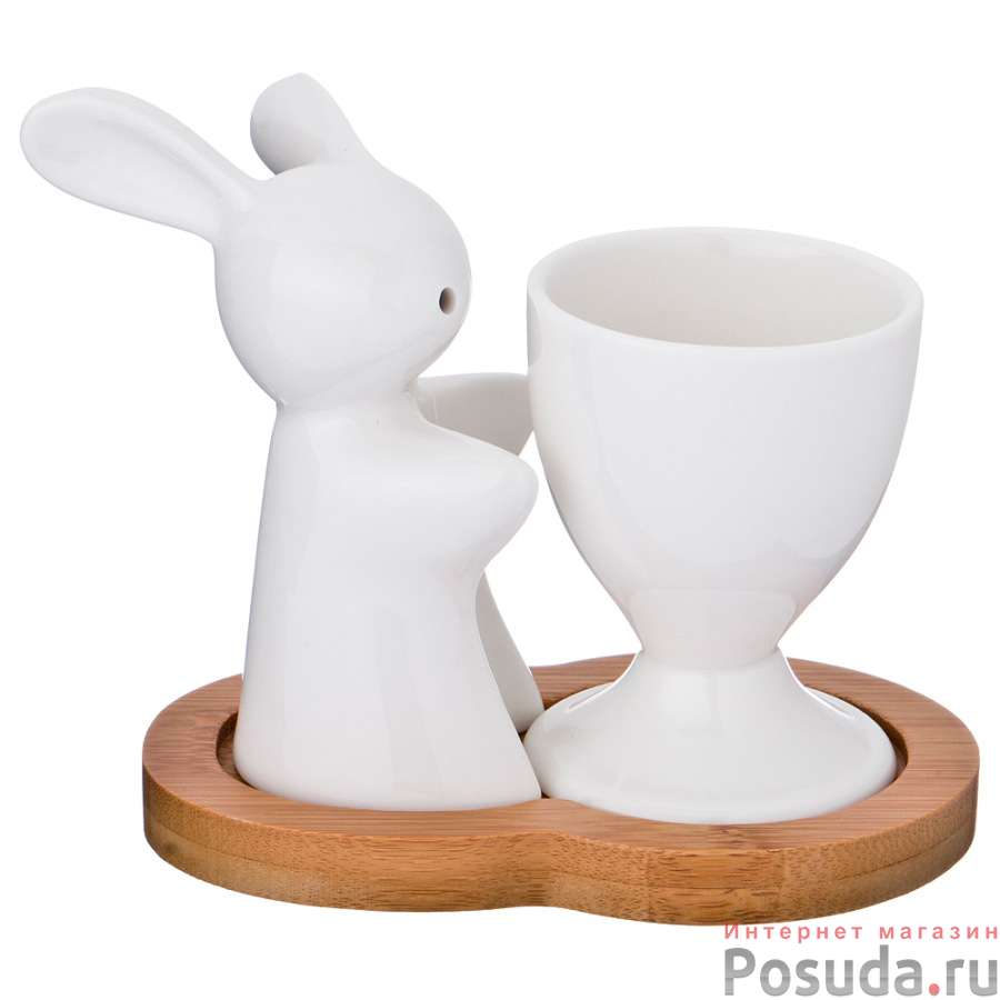 Набор Кролик : подставка для яйца + солонка
