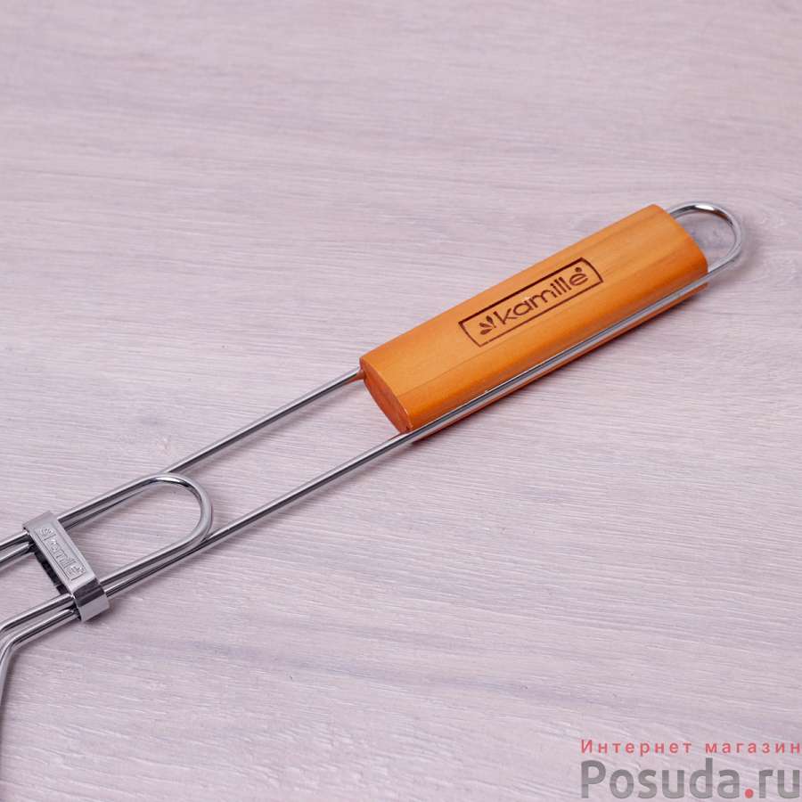 Решетка для гриля Kamille, 45*26*2см с деревянной ручкой