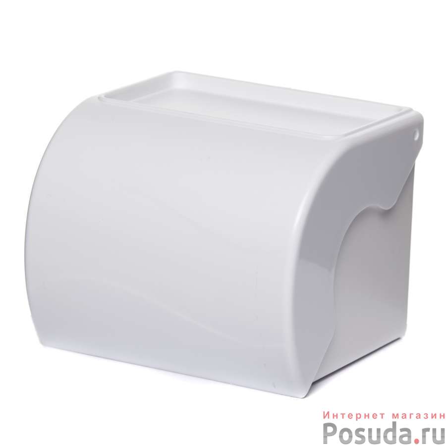 Держатель для туалетной бумаги с полочкой (белый)