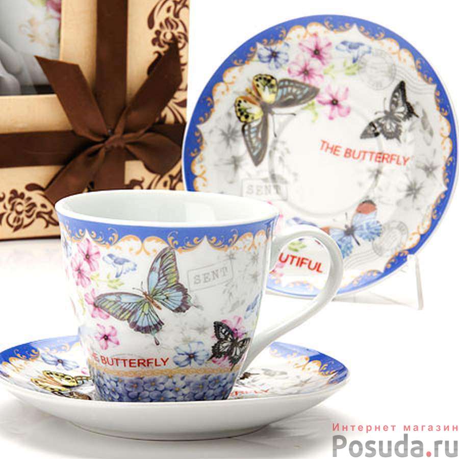 Чайный набор на 6 персон Loraine Бабочки, 220 мл