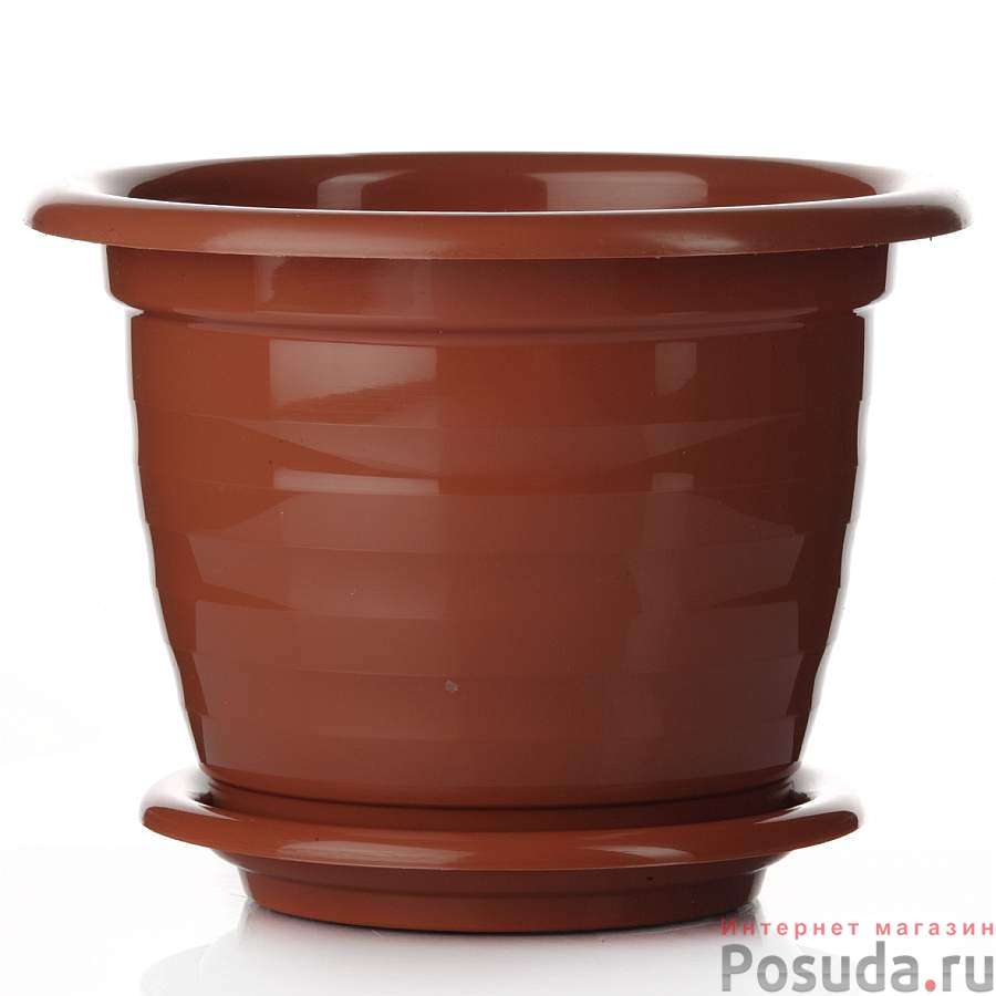 Горшок для цветов "Виола", с поддоном, объем 3,5 л (цвет коричневый)