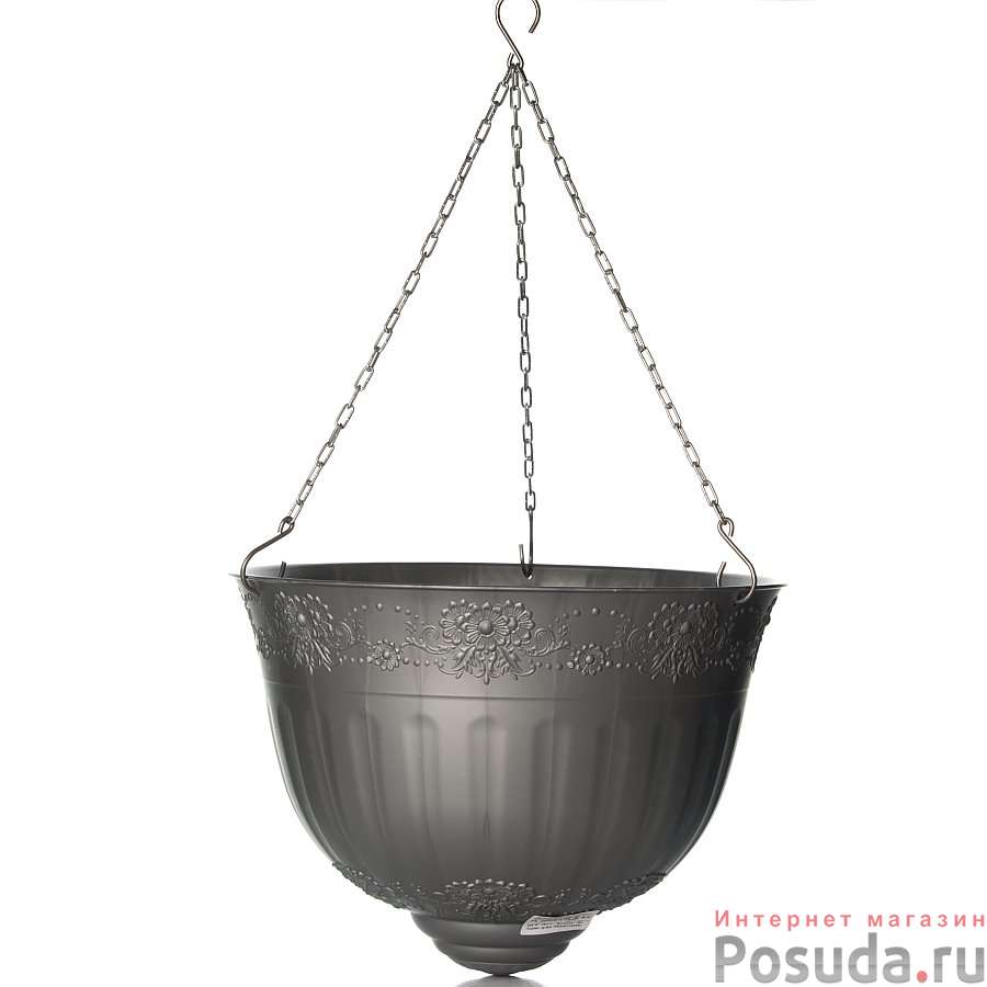 Кашпо подвесное "Венеция", объем 18 л, диаметр 400 мм (цвет серый)