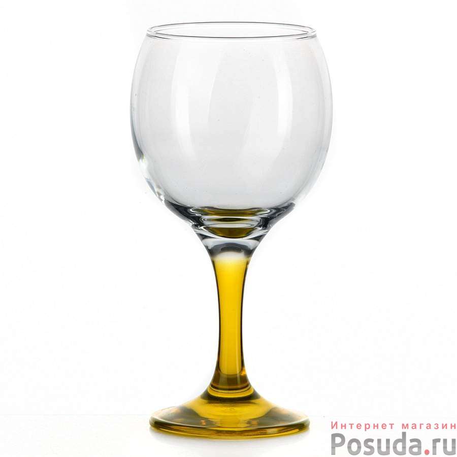 Набор фужеров 3 шт Pasabahce Bistro, 290 мл (желтая ножка)