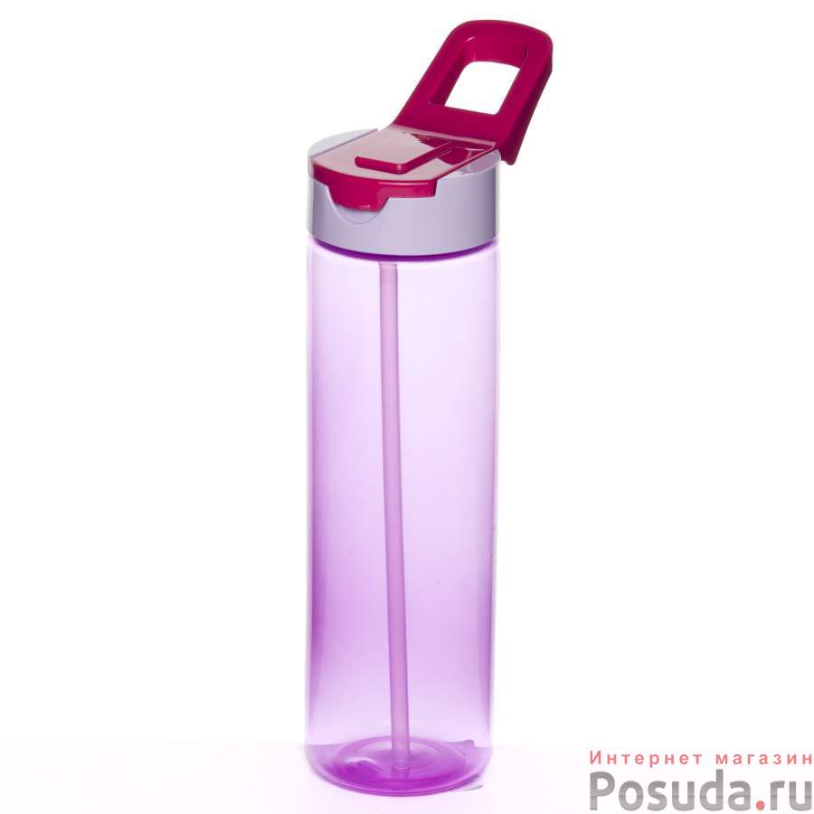 Бутыль для напитков 0,73 мл с трубкой (цвета в ассортименте)