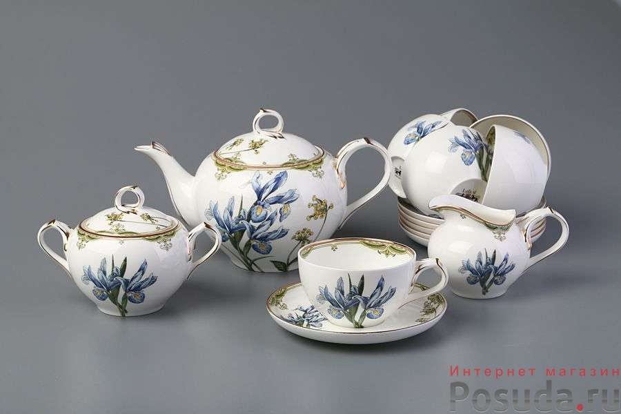 Чайный сервиз "ГОЛУБОЙ ТОПАЗ" на 6 персон 15 пр.1000/200 мл