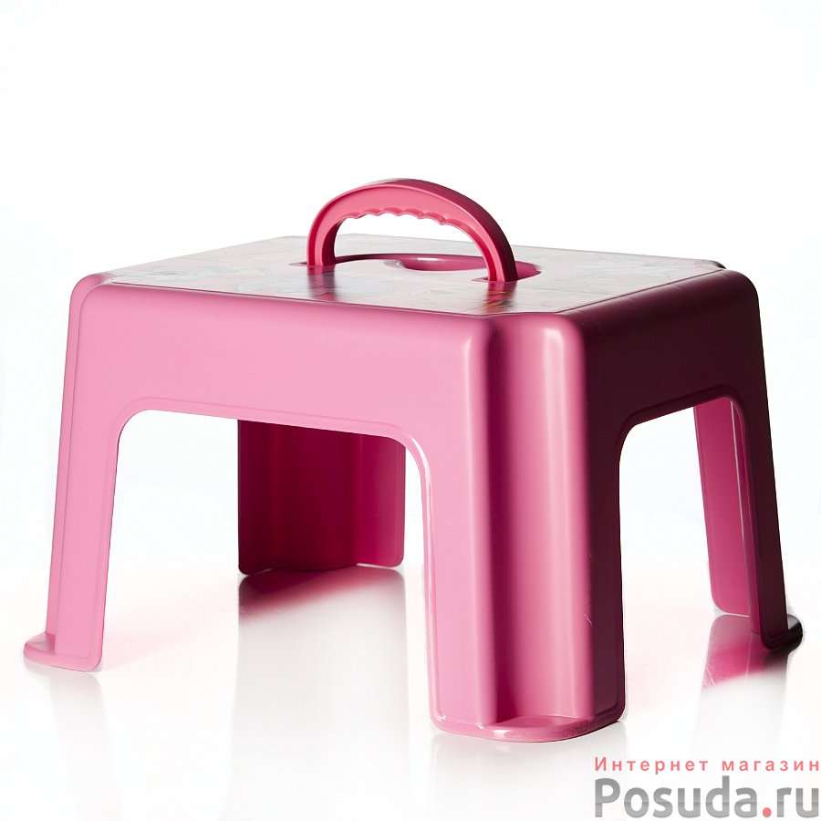 Табурет-подставка детский с ручкой (розовый)
