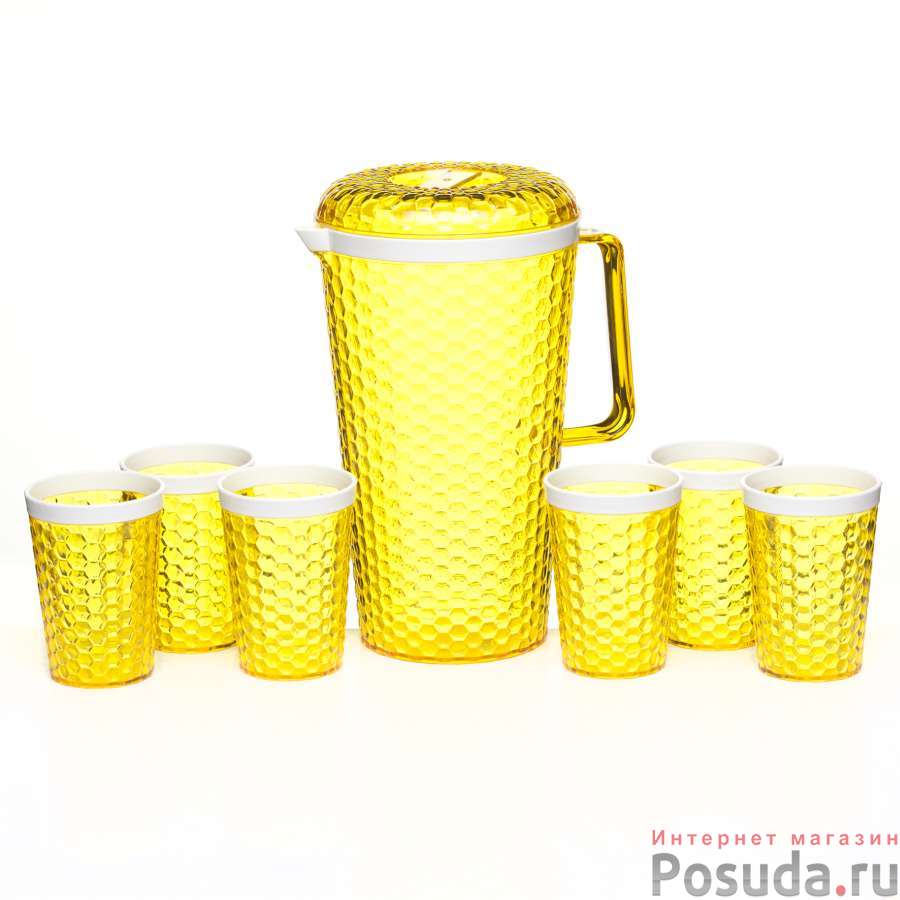 Набор Мозаика (кувшин + 6 стаканов) желтый