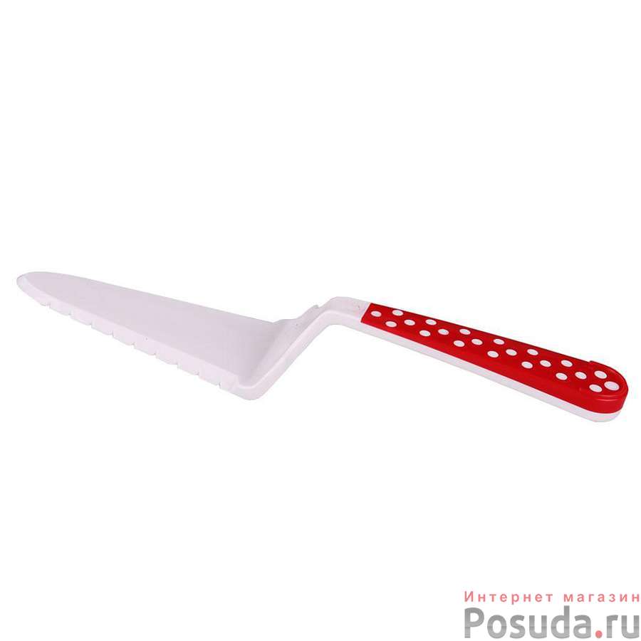 Лопатка-нож "Горошек" для торта (бел-крас)