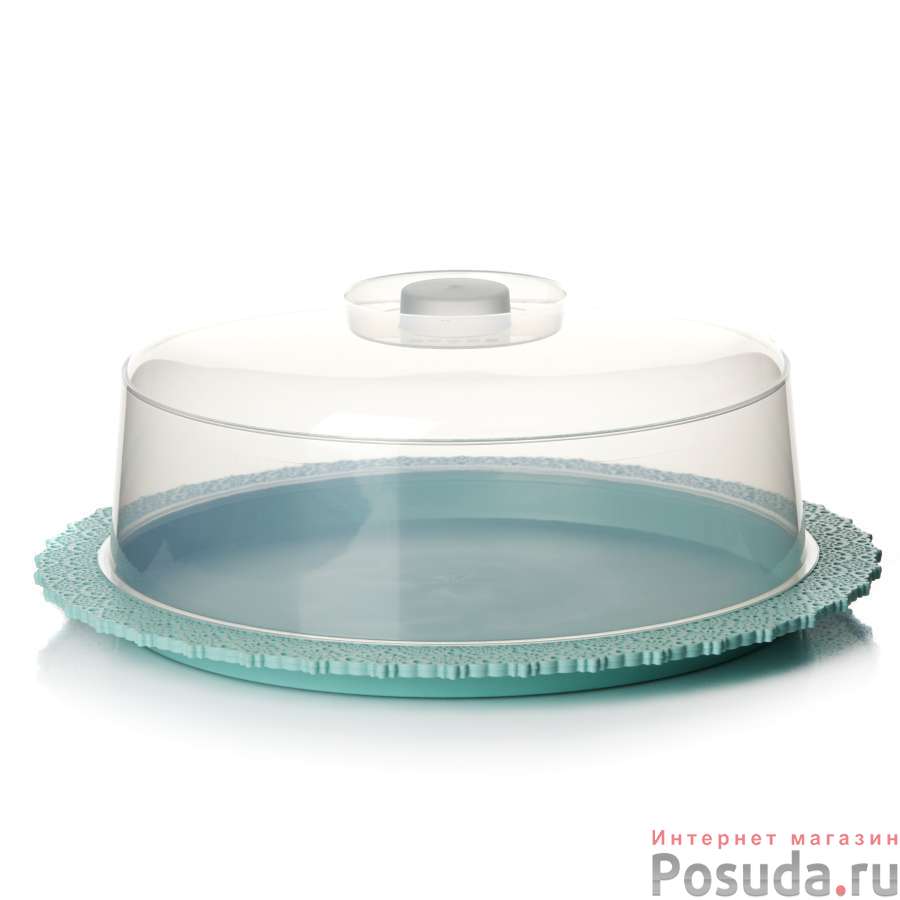 Тортница "Ажур", D=33 см (аквамарин)