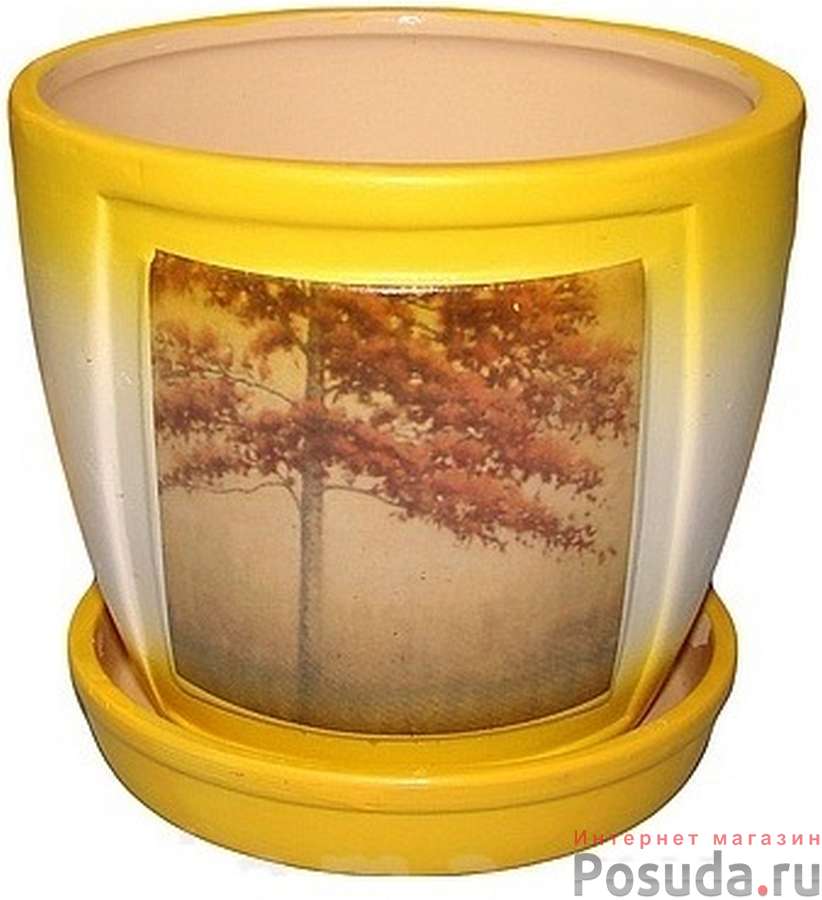 *Горшок керамический с поддоном "Осень" d=18