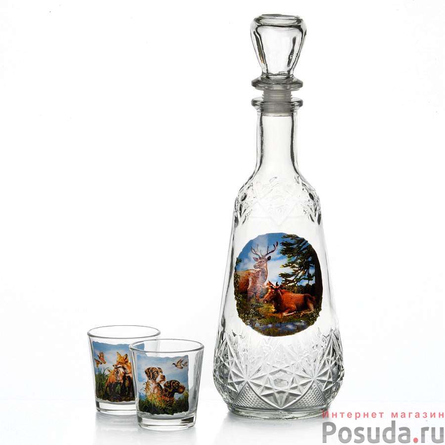 Набор "Классик": графин + 6 стопок (деколь Охота)