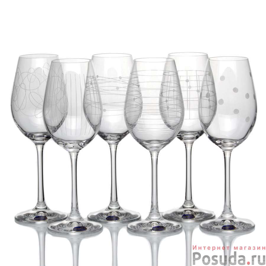 НАБОР БОКАЛОВ ДЛЯ ВИНА ИЗ 6 ШТ. "ВИОЛА МИКС" 250 МЛ. ВЫСОТА=21 СМ.