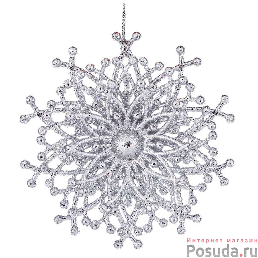 Декоративное изделие Снежинка 11 см цвет: серебро без упаковки