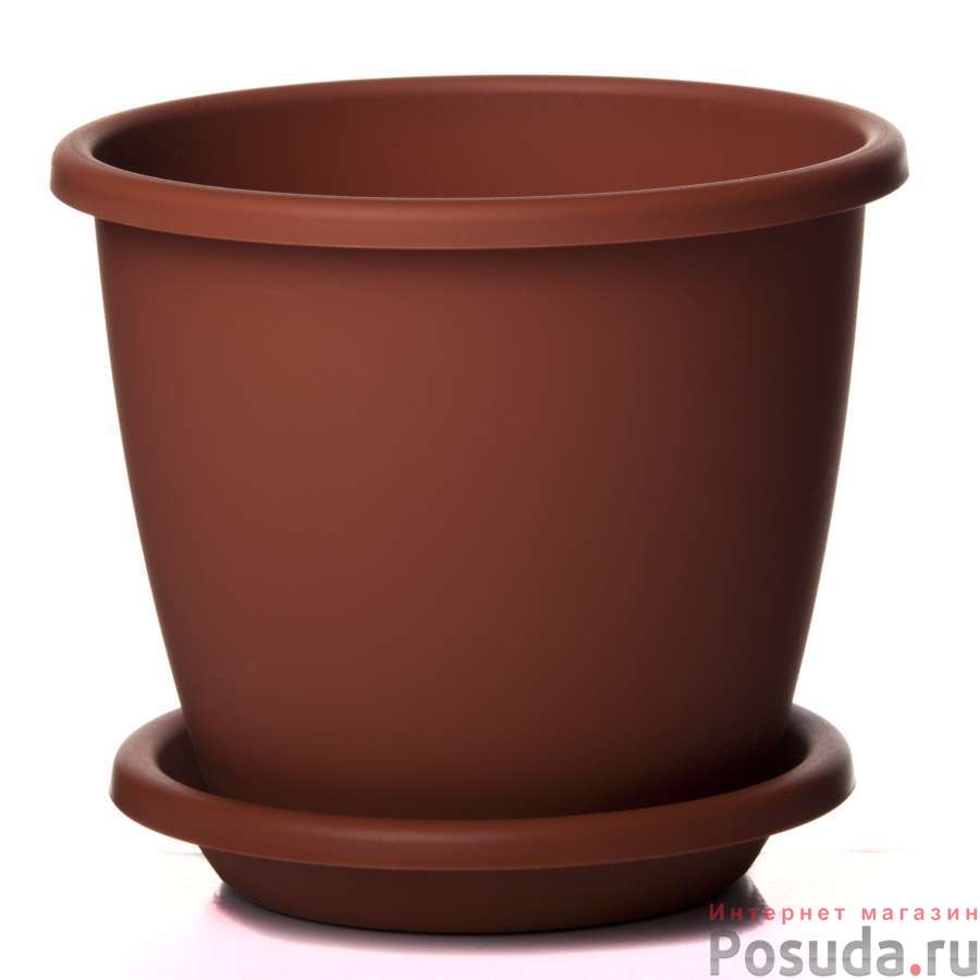 Горшок цветочный Афина 3 л с поддоном (корич.)