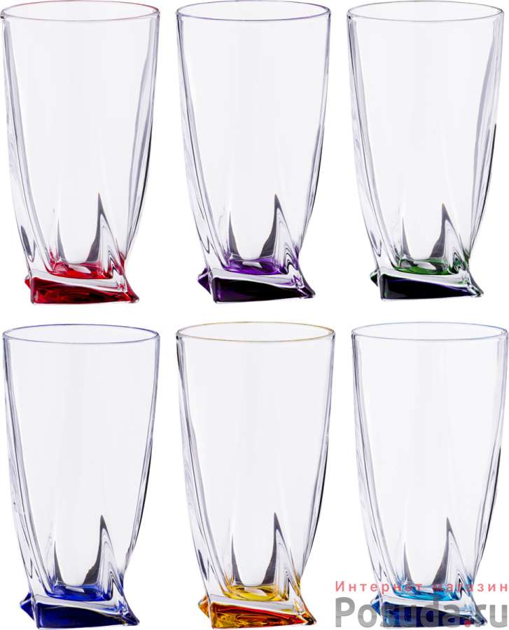 Набор стаканов для сока из 6 шт. Квадро декорейшн 72r93 350 мл. высота=15 см.