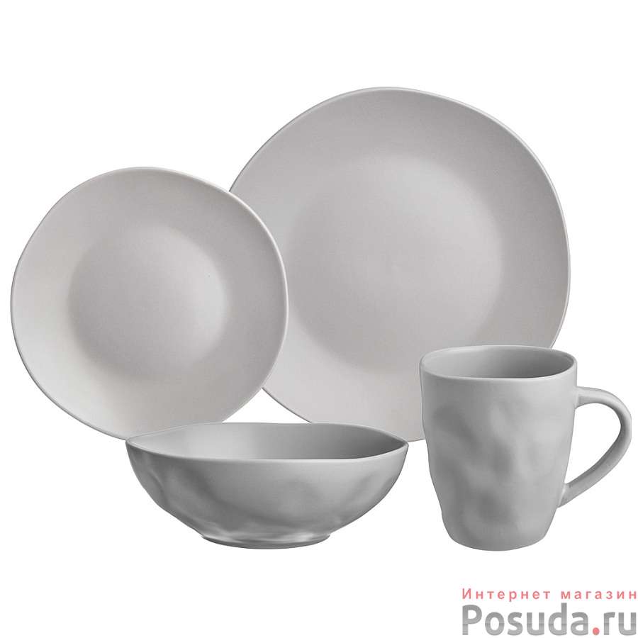 Набор посуды обеденный bronco Shadow на 4 пер. 16 предметов светло-серый 