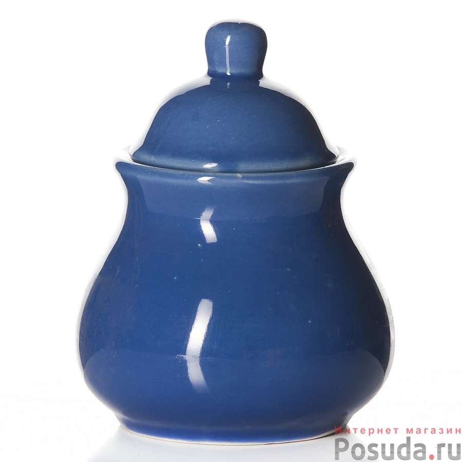 Сахарница синяя, диаметр 6,9 см, высота 8,2 см