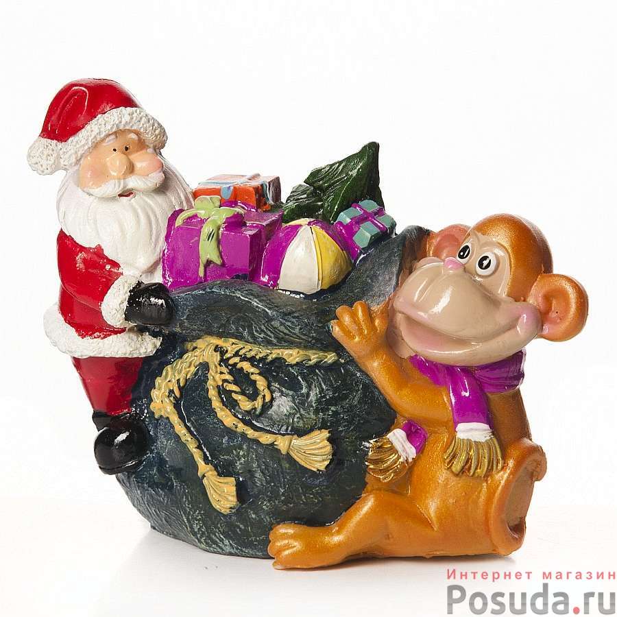 Фигурка декоративная House & Holder "Дед Мороз и обезьяна"