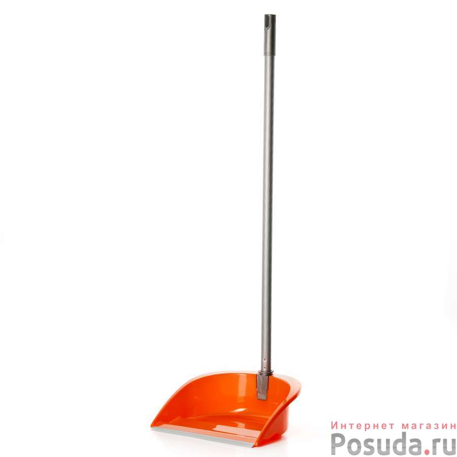 Совок с высокой ручкой Ленивка Люкс, цвет оранжевый, Н=73 см