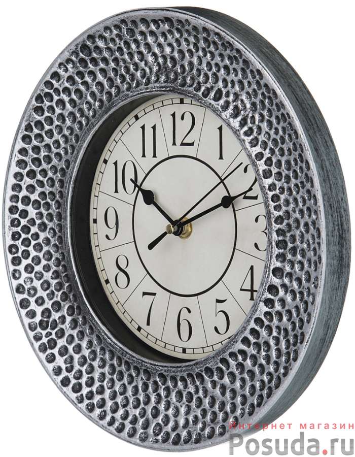 Часы настенные кварцевые Italian style диаметр=25 см. цвет: античное серебро циферблат диаметр=16