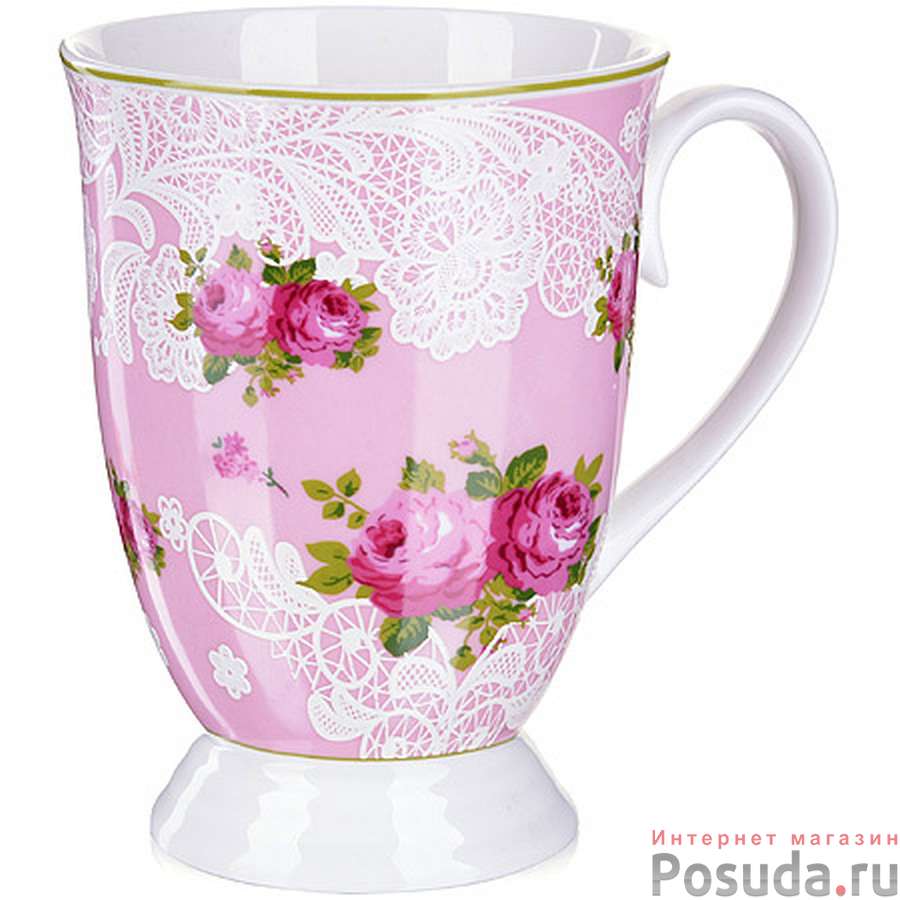 Кружка фарфоровая 330 мл Цветы