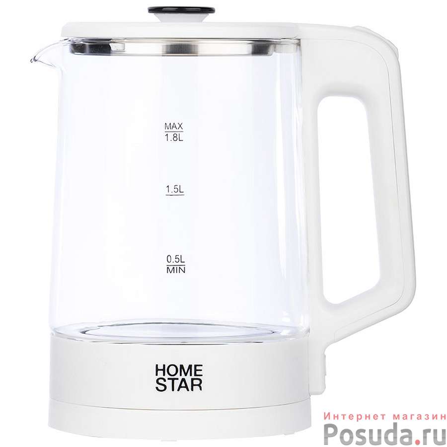 Чайник Homestar HS-1008 (1,8 л), стекло, белый