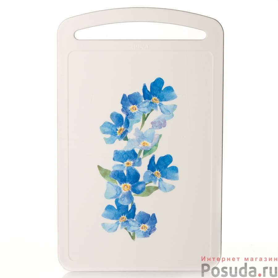 Доска разделочная с рисунком 315*195 мм (голубые цветы)