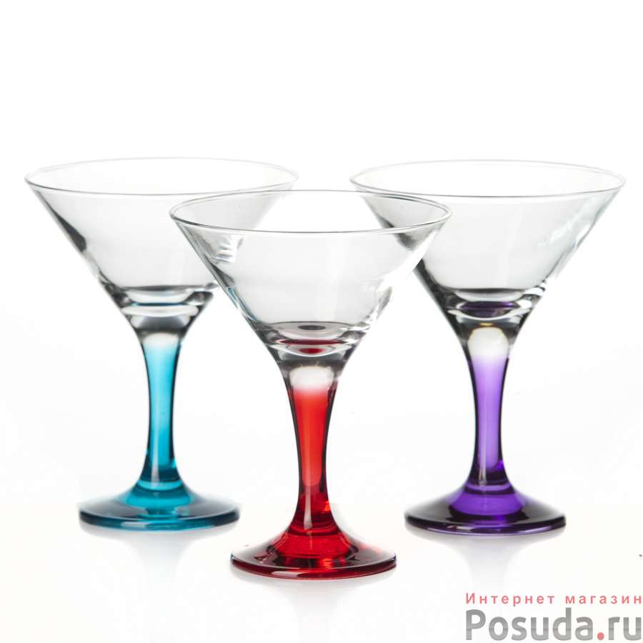 Набор бокалов ЭНЖОЙ 3 шт. 190 мл (с цв.ножками)