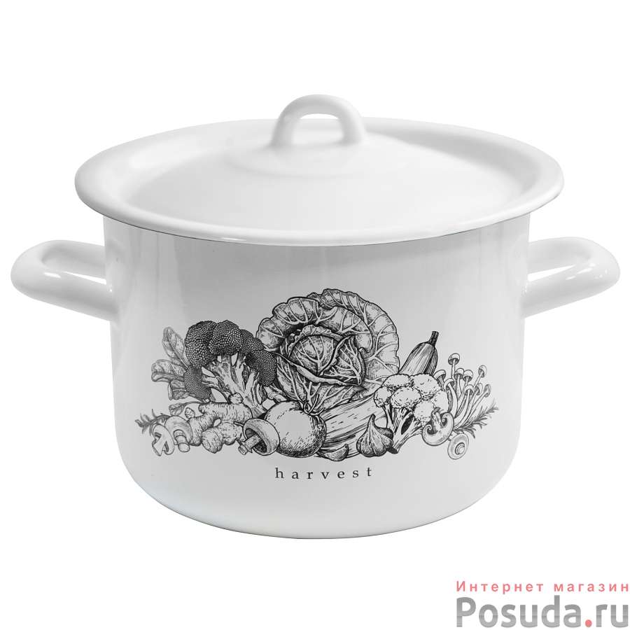 Кастрюля эмал Harvest цил 6.0л мет/кр, С-1618Бч/4Бл