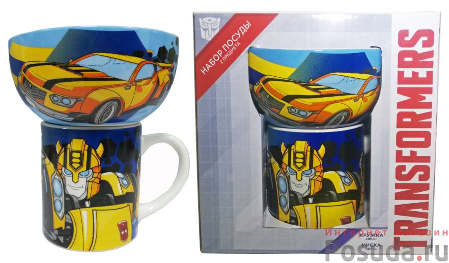 Набор Transformers "Бамблби" 2 пр.: кружка 200 мл, миска 300 мл в подарочной упаковке