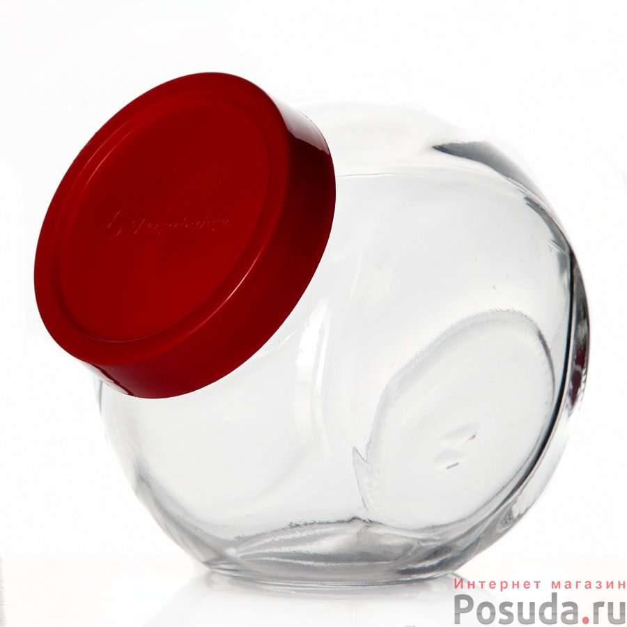 Банка с красной пластиковой крышкой Белла, объем 200 мл