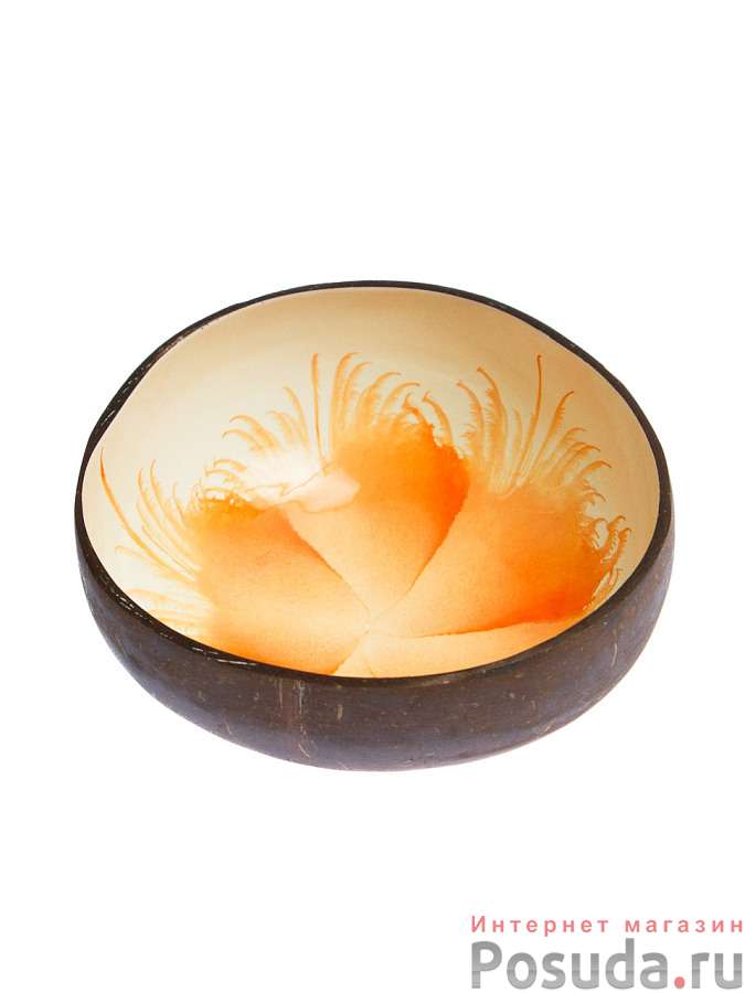 Чаша из скорлупы кокосового ореха "Арт-органик", серия Акварель, D13х6см (оранжевый)