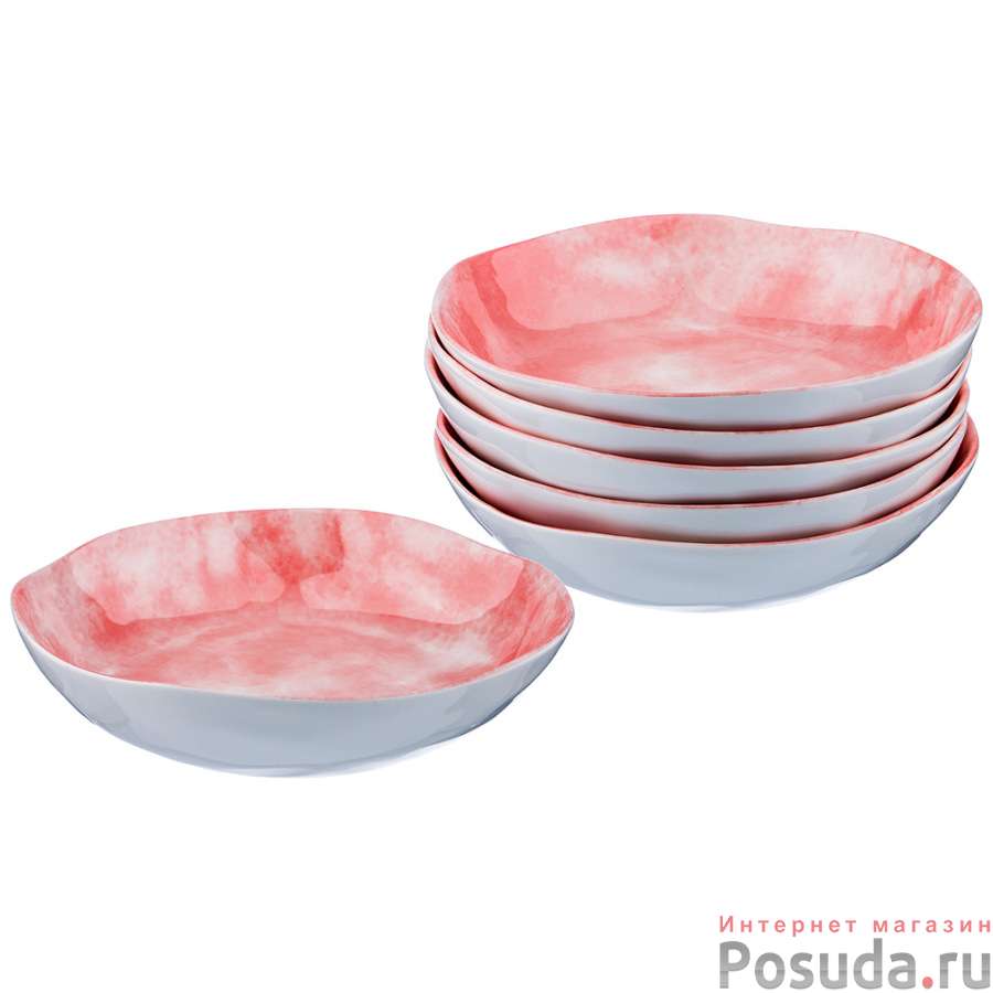 Набор салатников из 6 шт. диаметр=20 см. высота=5 см. коллекция Парадиз цвет: розовый закат (кор=6