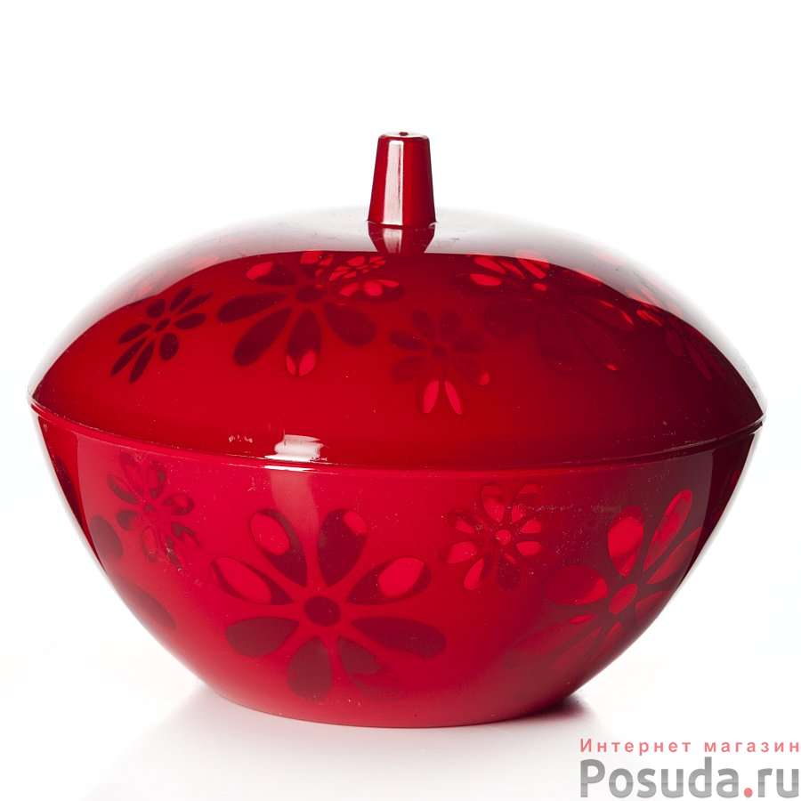 Чаша с крышкой Альтернатива "Соблазн", объем 1,7 л (цвет красный)