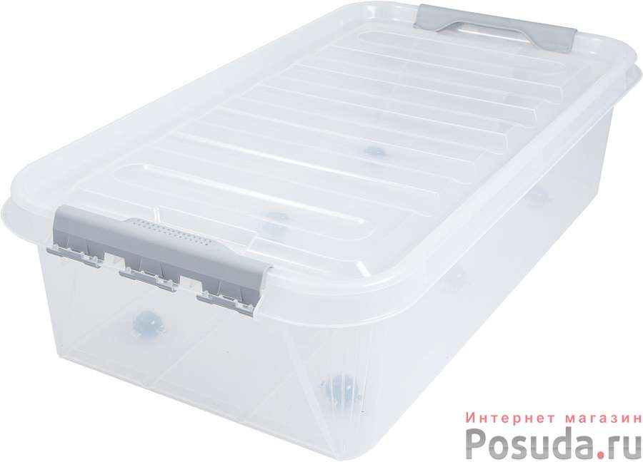 Ящик подкроватный с крышкой 35л на колесах "ПРОФИ Комфорт" (цвет в ассортименте)