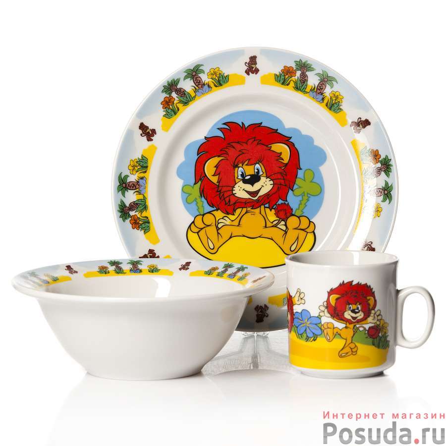 Набор детской посуды 3 предмета Львенок, арт KPC-357