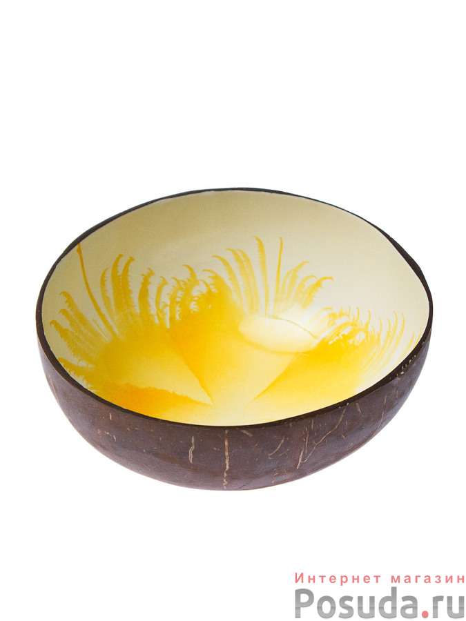 Чаша из скорлупы кокосового ореха "Арт-органик", серия Акварель, D13х6см (желтый)