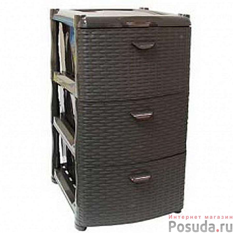 Комод Ротанг 3 секции (коричневый ротанг)