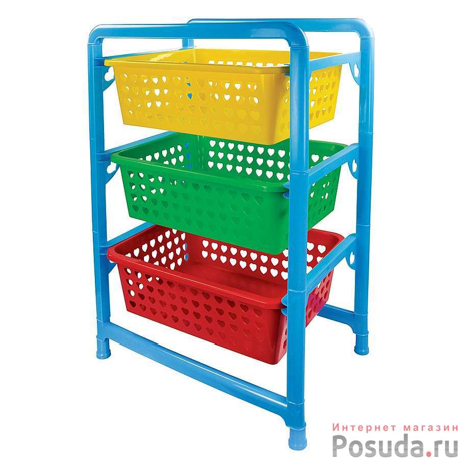 Этажерка для игрушек, 3 секции, 310 х 450 х 640 мм (цвет в ассортименте)